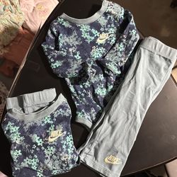 (2) 6m Nike baby girl blue floral outfits