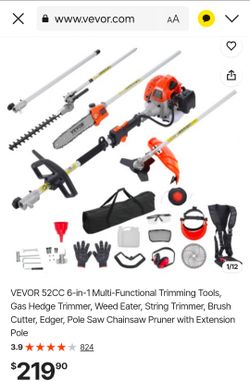 VEVOR Gas Hedge Trimmer, 2 Cycle Gas Power Handheld Hedge Trimmer, 4-in-1 26cc Weed Eater with Protective Gear Set, Includes Hedge and String Trimmer,