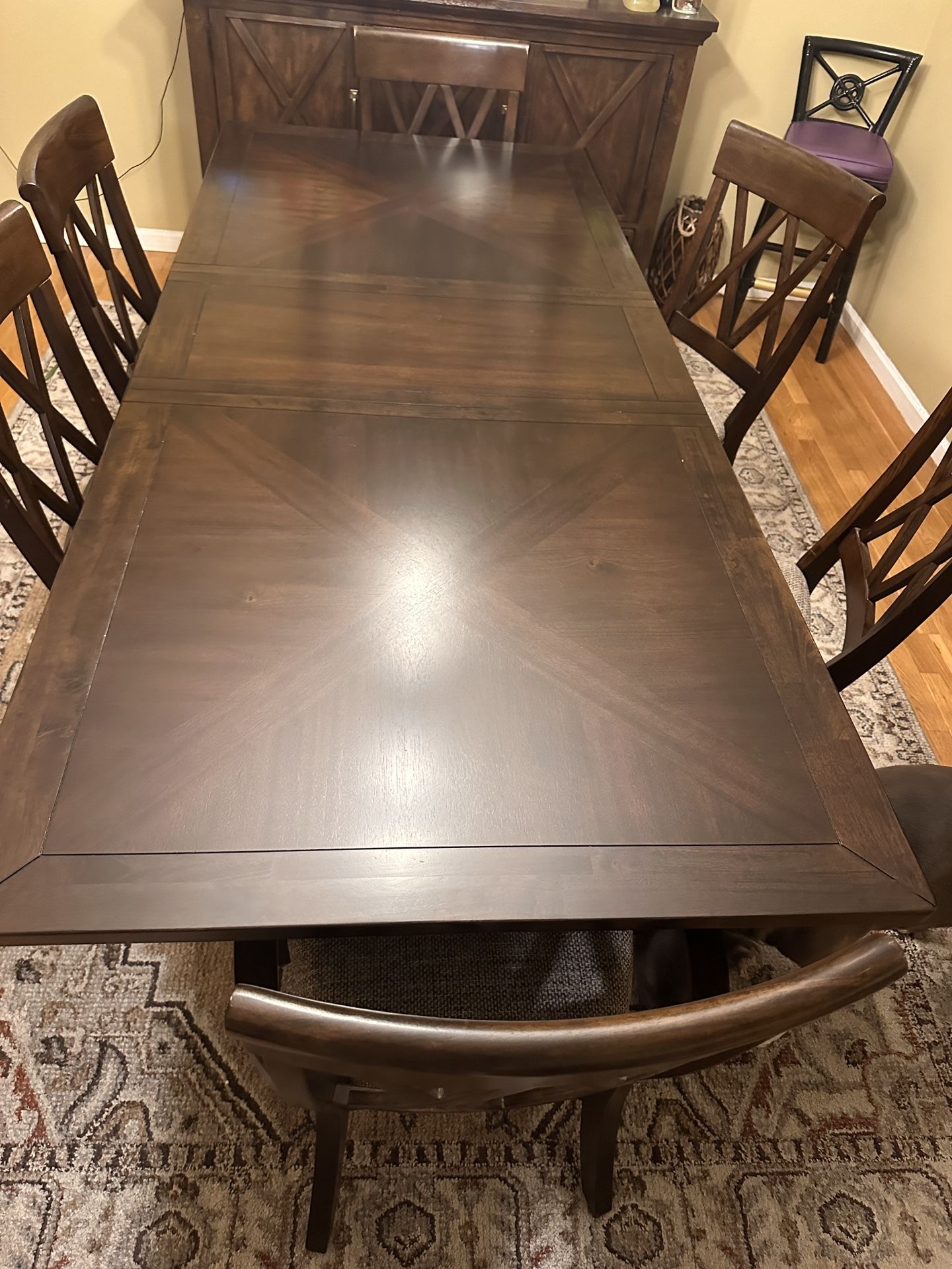 Wood Dining Table & 6 Chairs