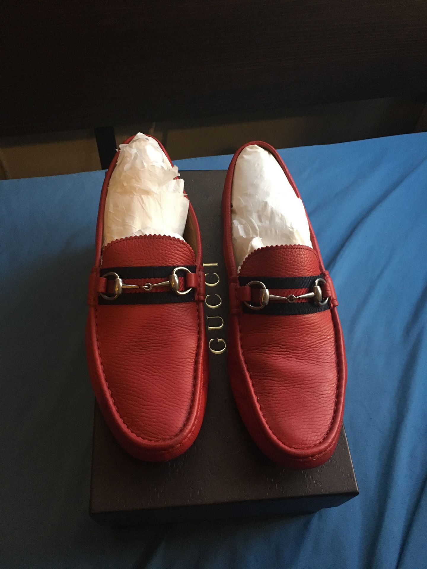 Men Gucci red loafers size 10us