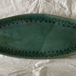 Barbados Earth Works Teal Server Platter Tray