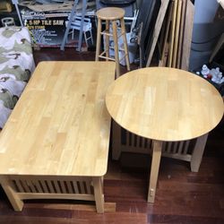 Solid Wood Butcher Block Style Coffee And End Table 