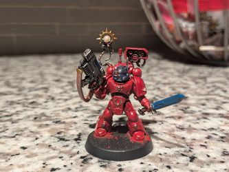 Warhammer 40k Space Marines Devastator Squad Sergeant Painted in Blood Angels Colors