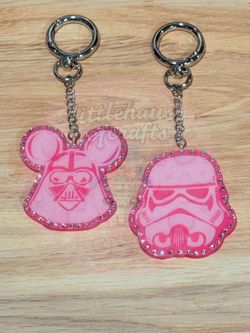 Pink Darth Vader and Stormtroopers Keychain
