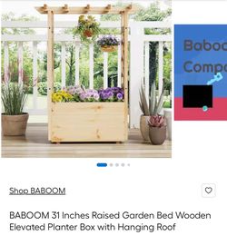 BABOOM Raised Garden Bed with Hanging Roof