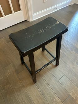 Black Wooden Rectangular Stool
