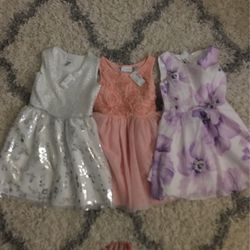 Girls Dress New Size 5/6 And A 5 Peach White Silver Lilac Flower