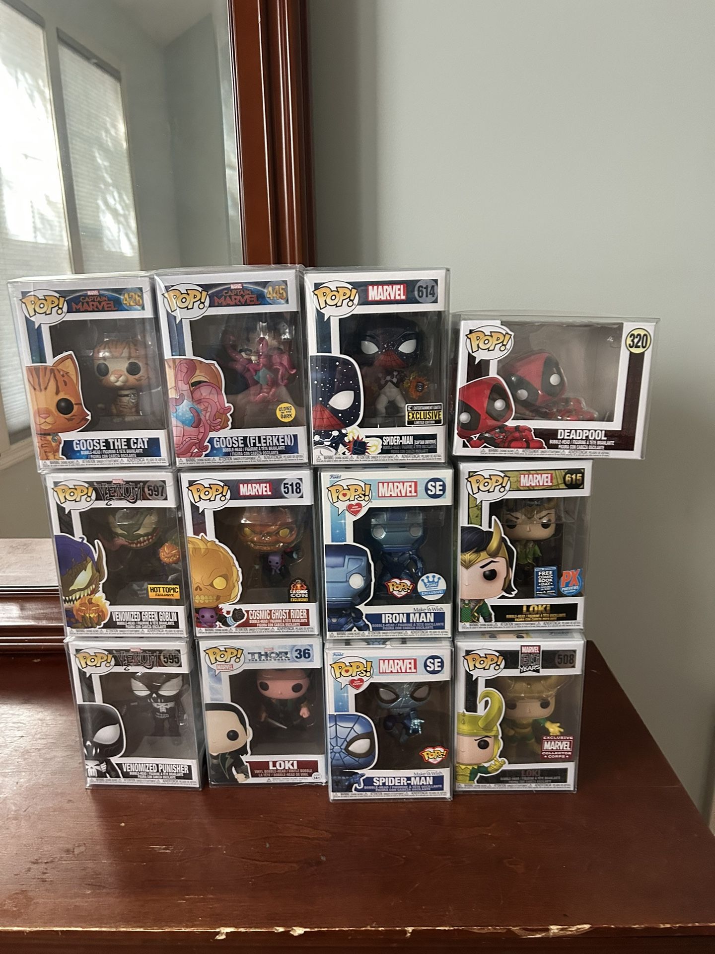 Marvel Funko pop lot Loki Spiderman Deadpool Ghost rider Punisher Iron Man