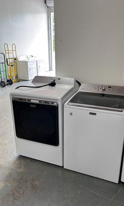 Maytag Top Load Washer + Electric Dryer Set – White, Glass Lid