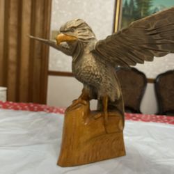 Original Vintage USSR/Russian wooden eagle sculpture.