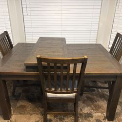 Extended Dining Room Table With 3 Chairs