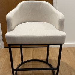 Beige Linen Counter Stool 