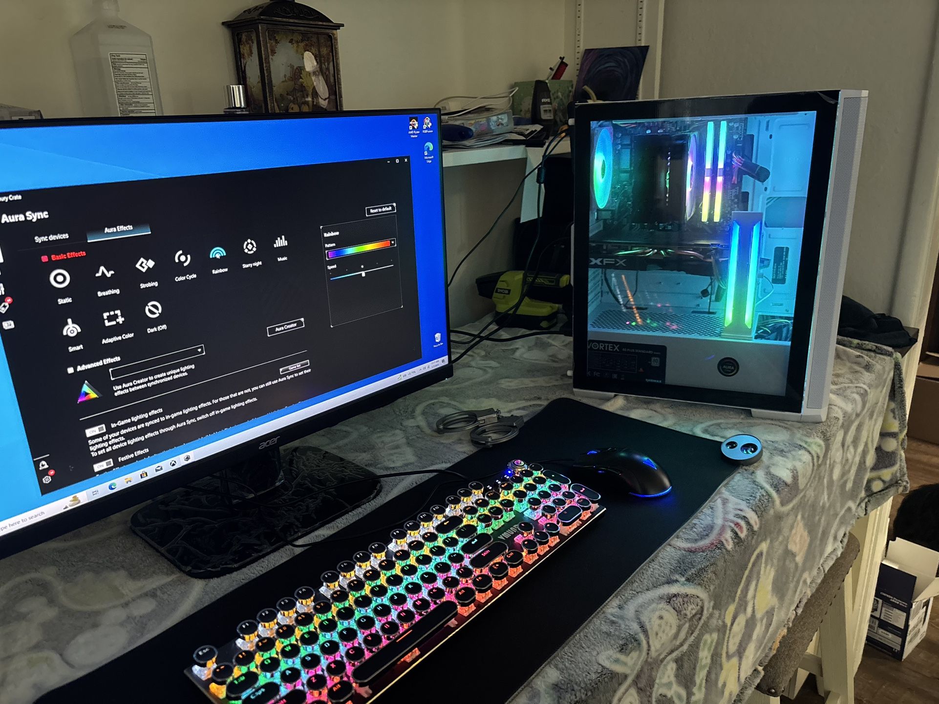 Gaming PC 1080P Ryzen 5 3600 XFX RX580 GPU 500GB SSD HDMI DP WiFi 16GB DDR4 RAM