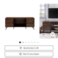 w 2 Door Mid-Century Modern Wood Storage TV Stand for TVs up to 65" - Saracina Home