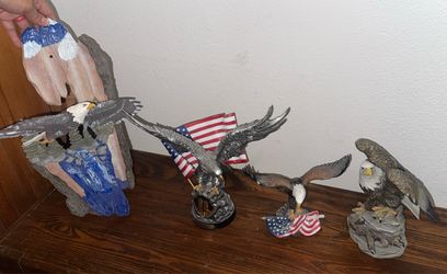 Patriotic Eagles American flag statues
