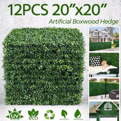 New In Box Sunnyglade 12 PCS 20"x 20" Artificial Boxwood Panels Topiary Hedge Plant Privacy Screen Sun Protected Suitable for Outdoor Indoor Garden Fe