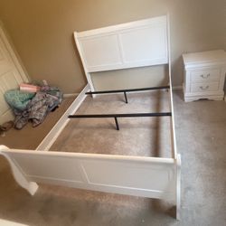 Queen New Wooden Bed With Boxspring And Mattress Included. 