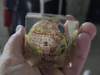 Vintage Collectible Lucite Globe Colorful Cube Paperweight