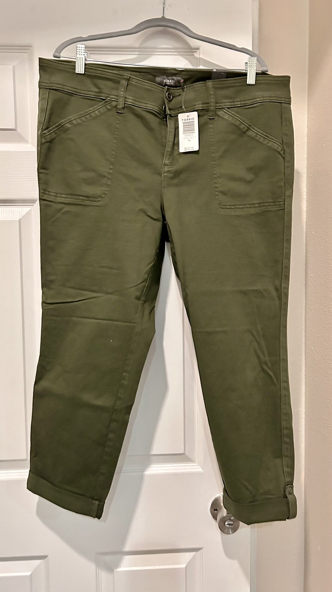 Torrid Olive Twill Aviator Stretch Crop Pants
