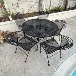 Metal Patio Table Set With 5 Chairs