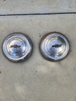 Early 50s chevy dog dish hubcaps
