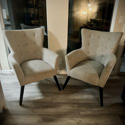Wingback Accent Arm Chairs, Grey (set of 2)