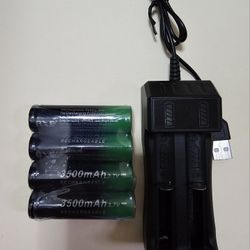 4PCS + charger (18650) rechargeable battery 3500mAh 3.7V actual capacity lithium-ion battery suitable for various electronic products