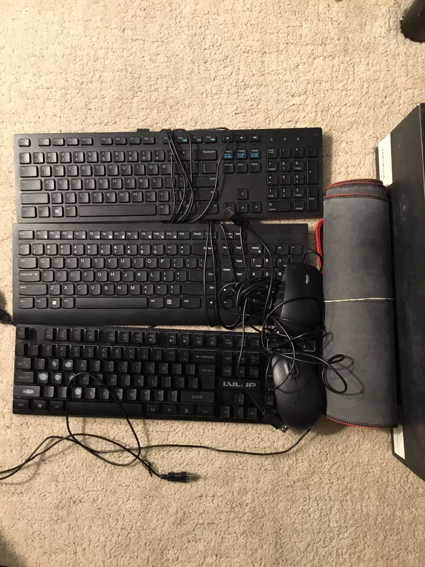 3x Keyboards+ Free Mousepad And 2 Office Mouses Wired
