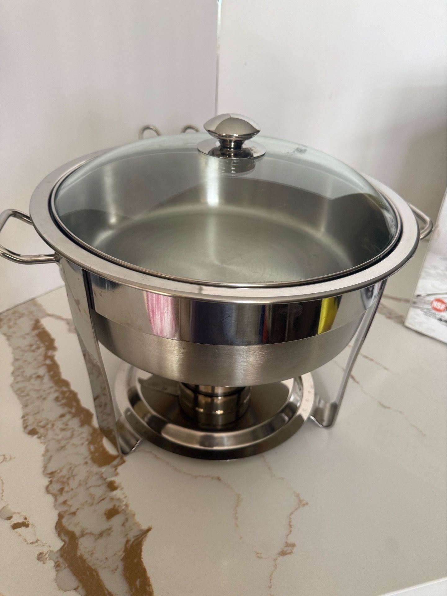Commercial 5QT Round Chafing Dish Set, 2 Pack Stainless Steel Chafing Dish Buffet Set with Glass Lids