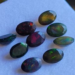 Natural Black Ethiopian Fire Opal Oval Cut Loose Gemstone. 65ctw 