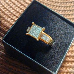 Ladies 14K Yellow Gold Over Sterling Silver 3/4 CTW Diamonds Ring (Size 7)