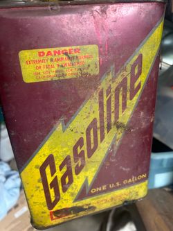 Gasoline Vintage 1 U.S. Gallon Metal Gas & Oil Advertising Can Maroon/Yellow