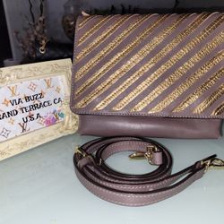 Jolie by Edward Spiers Made in Italy Small Leather Sling Bag In Mauve Color!