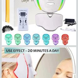  
 LED facial mask, 7-color Farsaw LED light mask beauty machine