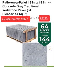 ➿ Patio-on-a-Pallet 18"x18" Concrete Gray Traditional Yorkstone Paver (64pcs) #4144