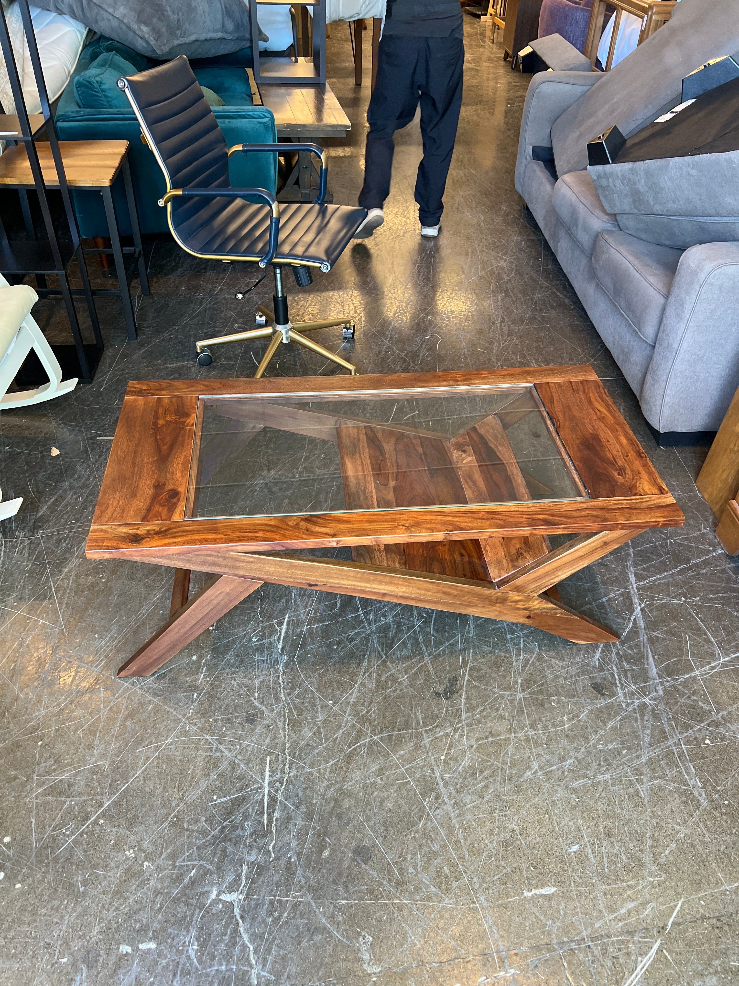 Geometrical Glass Top Coffee Table