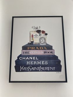 Designer Brand Luxury Framed Canvas Art Painting Fashion Home Decor Decoration Glam Make Up Girly Room Prada Chanel Hermes YSL Book Perfume