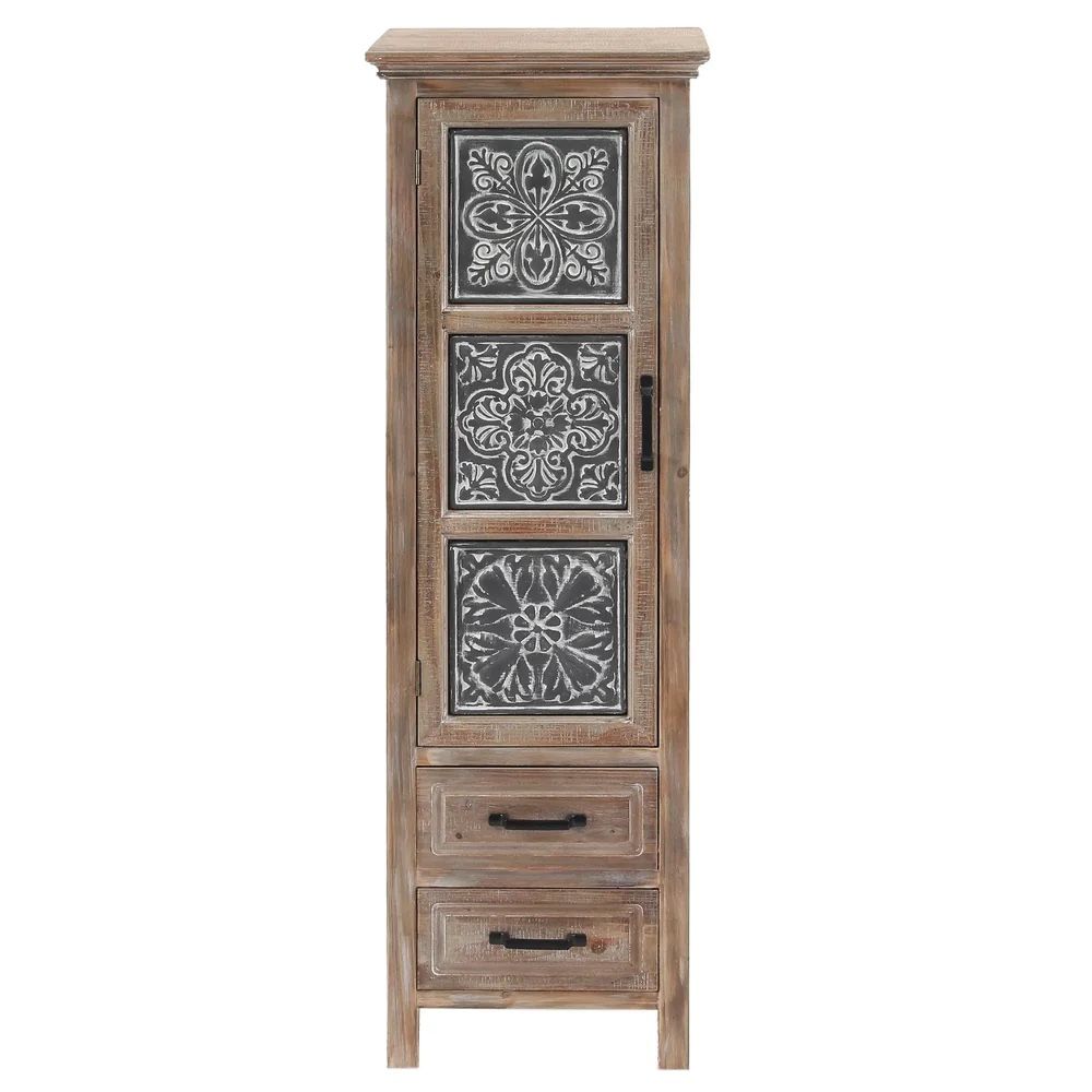 Luxen Home Brown, Gray Contemporary/Modern Wood Media Cabinet ，IF755