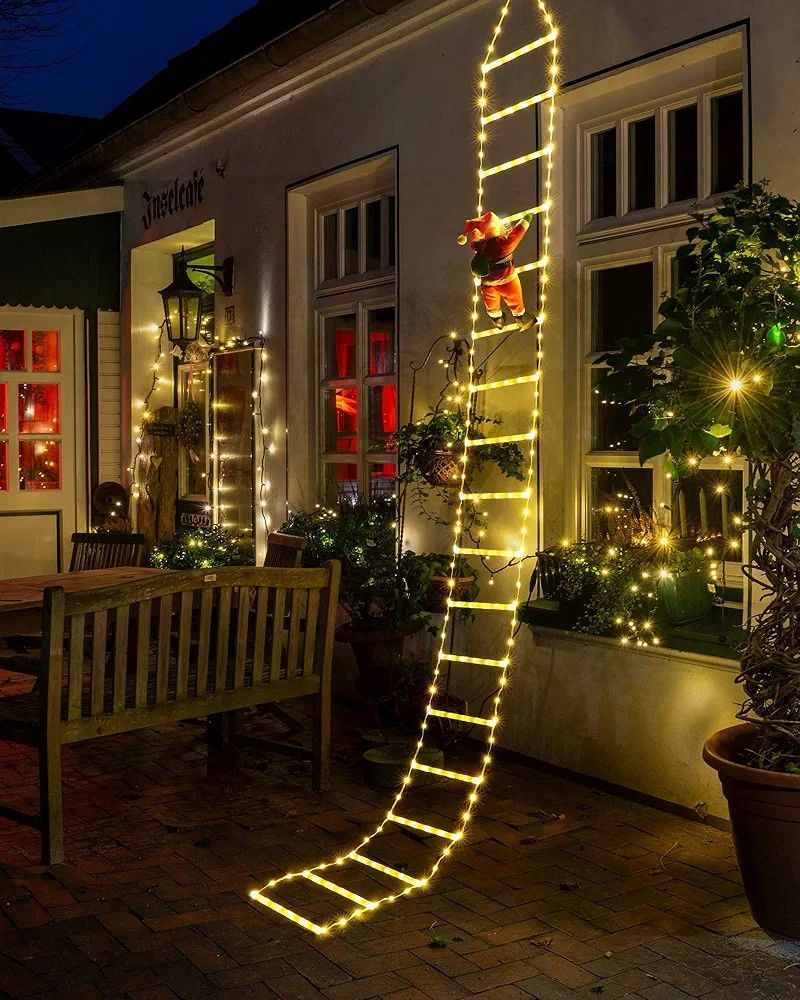 LED Christmas Lights - 10ft Christmas Decorative Ladder Lights with Santa Claus, Xmas Decorations Light for Indoor Outdoor, Window, Garden, Home, Wall