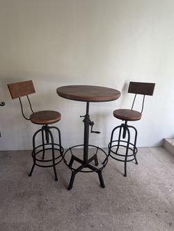 Bar Height Table & Chairs - Industrial Style