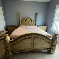 Queen Bedroom Set….2 Nightstands, Armoire,  Mattress And Boxspring Included 