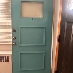 Brown/Turquoise Wooden Exterior Door