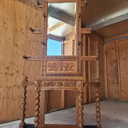 Victorian Gothic Carved Barley Hall Stand