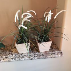 Fake Plants In Bamboo Wood Pot