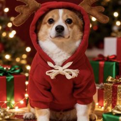 Reindeer Dog Hoodie – Cute Antler Holiday Sweatshirt