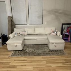 White fluffy Sectional Sofa