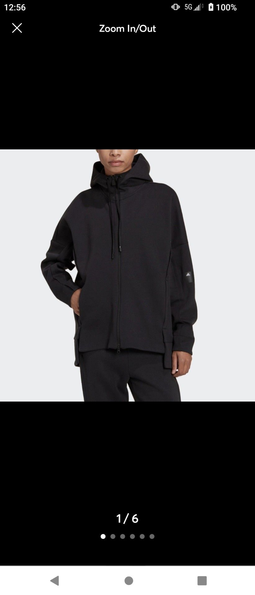 adidas Mission Victory Loose Fit Full-Zip Hoodie Jacket Black Size M