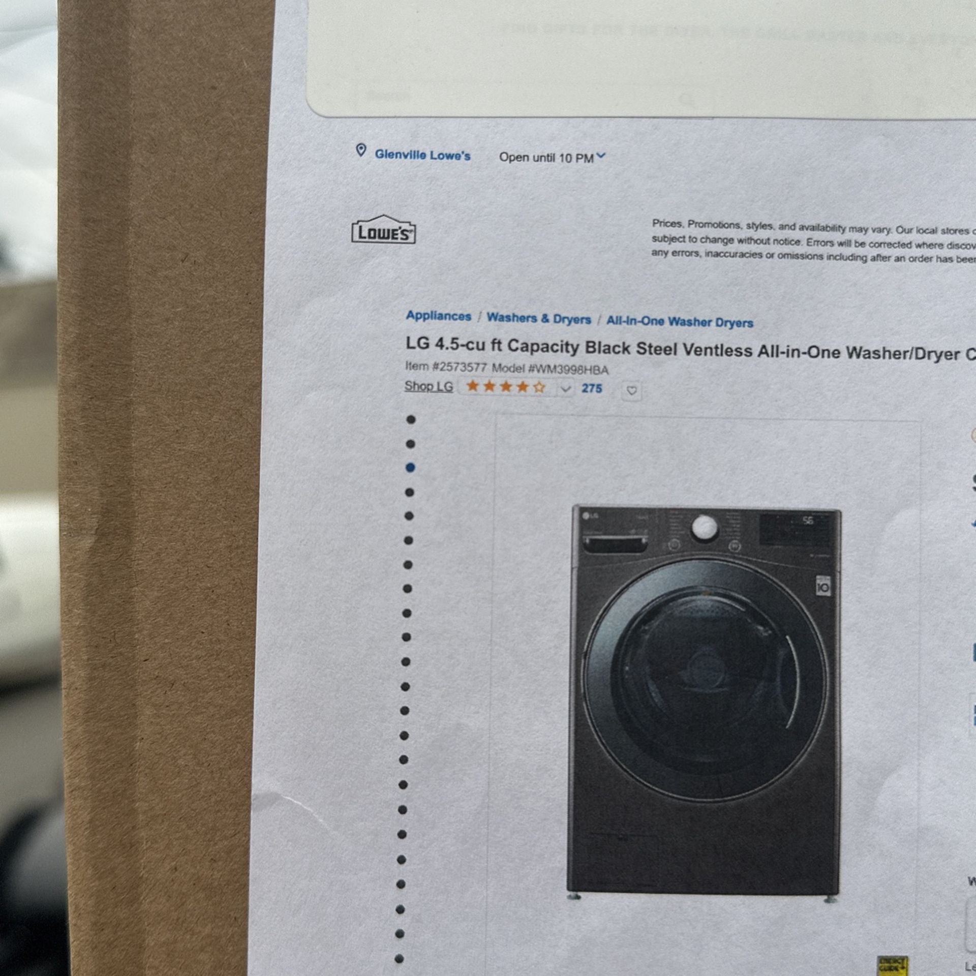 LG Washer And Dryer Combo All In One