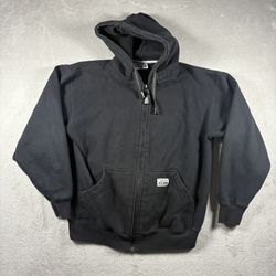 Pro Club Heavyweight Men’s Small Black Full Zip Up Hoodie Sweatshirt Y2Kr