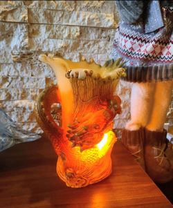 Vintage Faux Jade Resin Dragon Vase Lantern Translucent Amber Yellow Faux Carved Stone Asian Decor,9" H x 6" W.